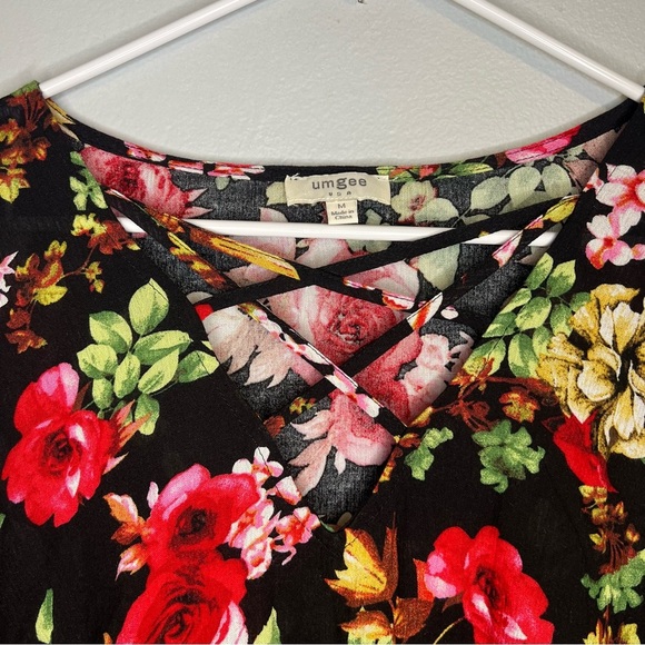 Umgee Women's Caged Floral Bell Sleeve Pullover Tunic Top Lace Y2K Boho Festival - Picture 8 of 14